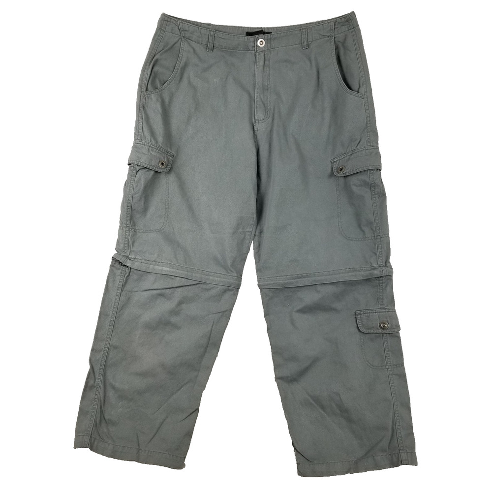 No Boundaries Pants‎ Mens 38x30 Green Convertible Cargo Zip Off Hiking Outdoor